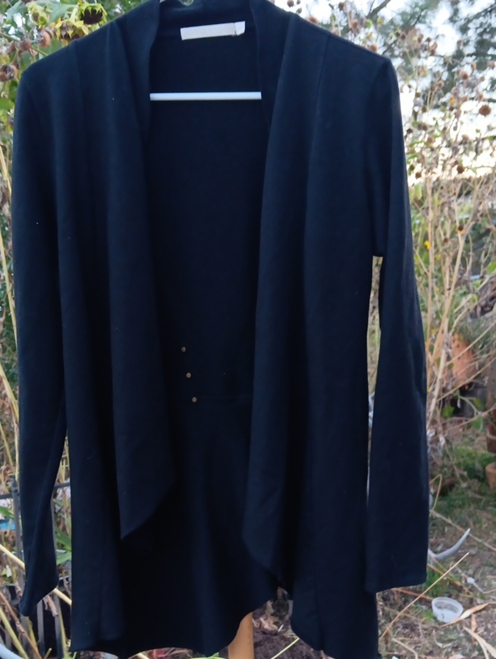 Women's Black Open-Front Draped Cardigan